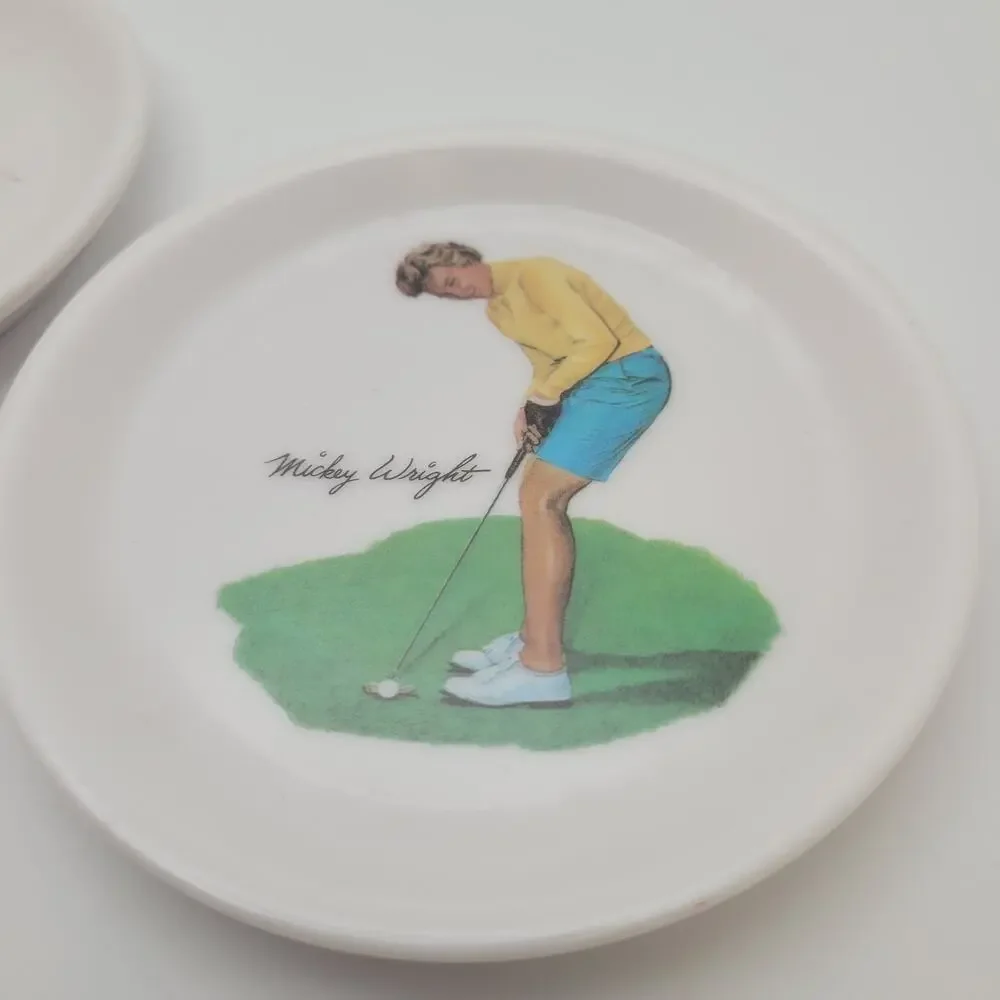 Golf Coaster Set White Small Plates Putting Golfer Country Club Decor Wilson